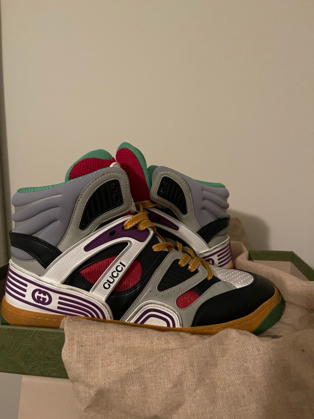 Gucci Basket high-top sneakers in the Multicolor "Black Demetra" colorway. - Picture 10 of 10